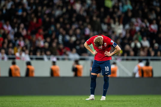 Martin Ødegaard of Norway looks dejected