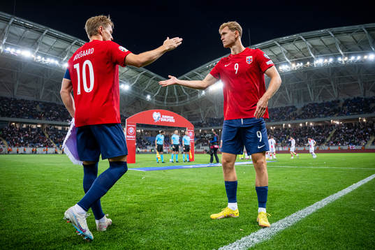 Martin Ødegaard and Ola Solbakken of Norway