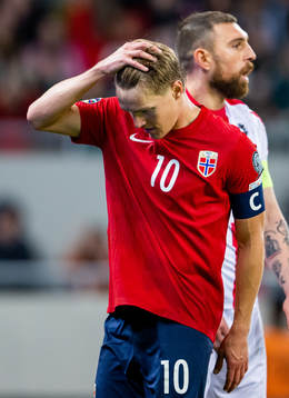 Martin Ødegaard of Norway looks dejected