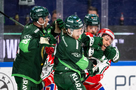 Färjestads Joakim Nygård och Frölundas Joel Lundqvist
