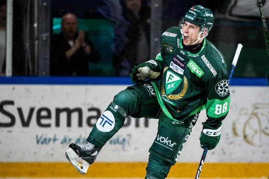 Färjestads Brandon Davidson jublar