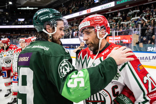 Färjestads Linus Johansson och Frölundas Joel Lundqvist