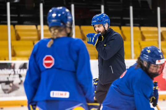 Head coach Ulf Lundberg of Sweden at a practice session