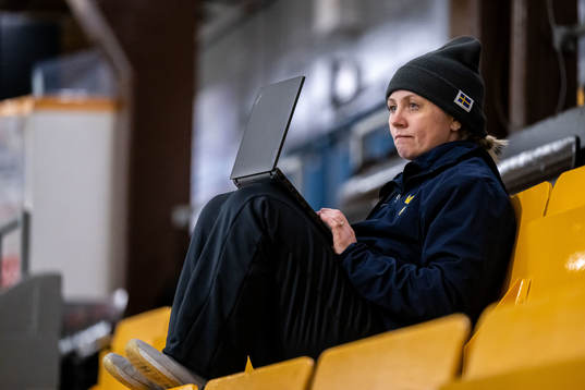 Fitness trainer Ida Kyrilis of Sweden at a practice session