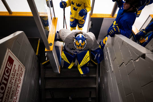 Goaltender Sara Grahn  of Sweden at a practice session