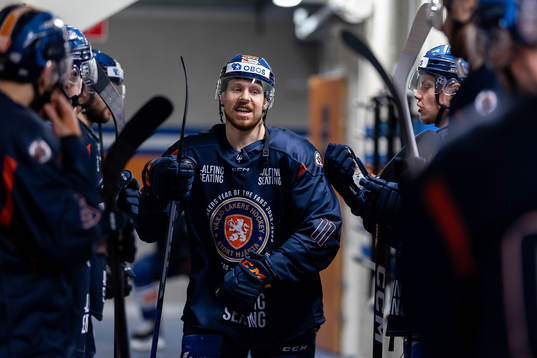 Växjös Kalle Kossila före semifinal ett i SHL mellan