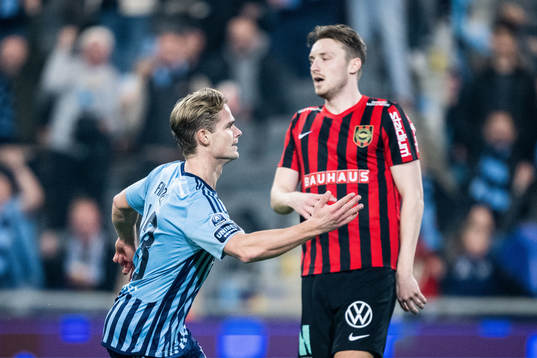 Djurgårdens Hampus Finndell jublar