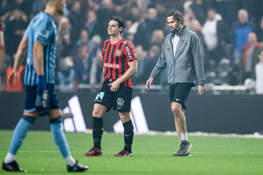 Brommapojkarnas Kevin Ackermann och tränare Olof Mellberg