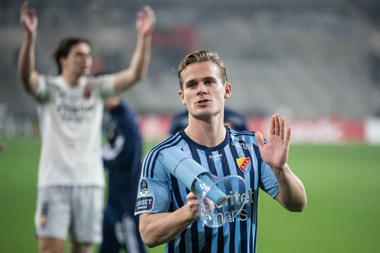 Djurgårdens Hampus Finndell jublar