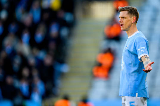 Malmö FFs Søren Rieks reagerar