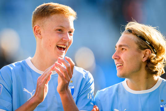Malmö FFs Hugo Larsson och Sebastian Nanasi