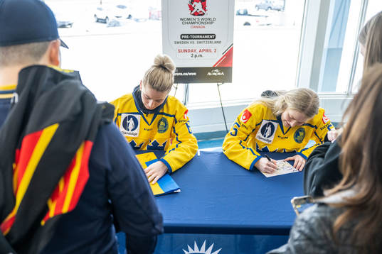 Josefine Holmgren and Annie Silén of Sweden at an