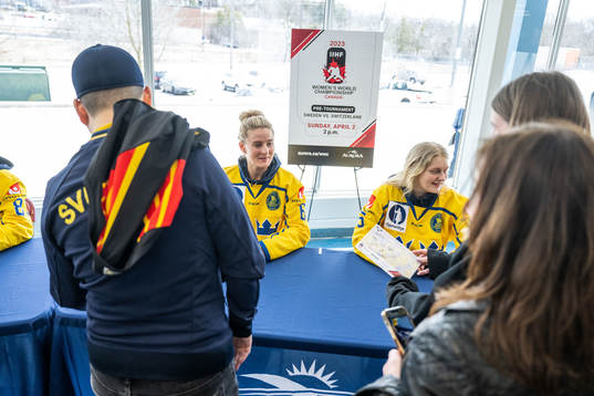 Josefine Holmgren and Annie Silén of Sweden at an