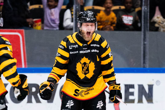 Skellefteås Oscar Möller jublar med Jonathan Pudas och