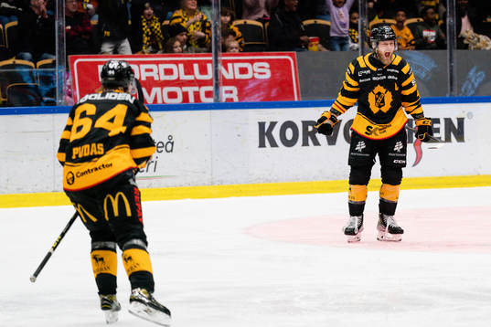 Skellefteås Oscar Möller och Jonathan Pudas jublar