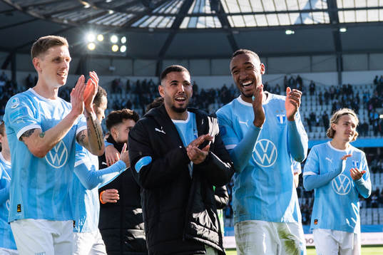 Malmö FFs Søren Rieks, Sergio Pena och Derek Cornelius