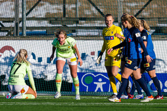 Camilla Huseby of LSK Kvinner reacts