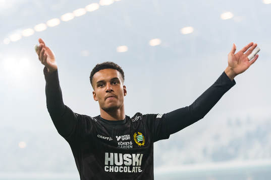 Hammarbys målvakt Oliver Dovin jublar