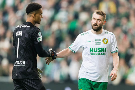 Hammarbys målvakt Oliver Dovin och Mads Fenger Nielsen