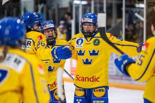 Hilda Svensson of Sweden celebrates a goal that later
