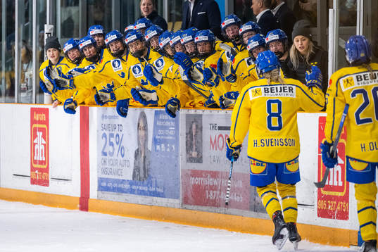 Hilda Svensson of Sweden celebrates scoring 1-0