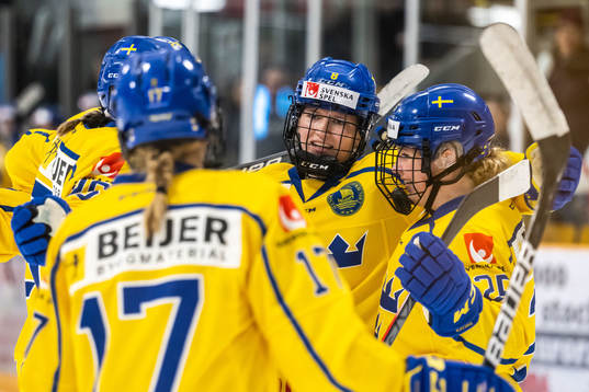 Hilda Svensson of Sweden celebrates a goal that later