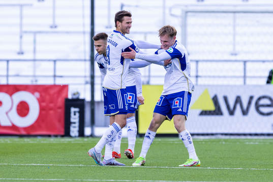 IFK Norrköpings Arnor Traustason och Marcus Baggesen jublar