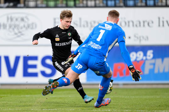 Örebros Victor Backman mot Jönköpings Södras målvakt