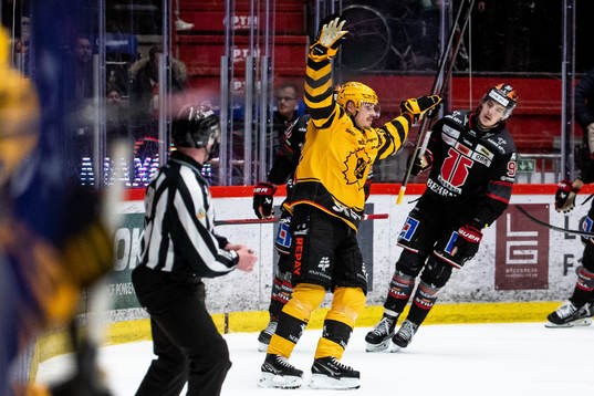 Skellefteås Jonathan Johnsson jublar och Örebros Leo