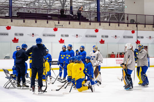 Players of Sweden at a practice session