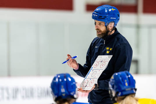 Head coach Ulf Lundberg of Sweden at a practice session
