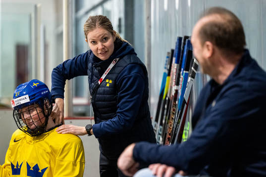 Lova Blom and physiotherapist Erica Svensson  of Sweden at