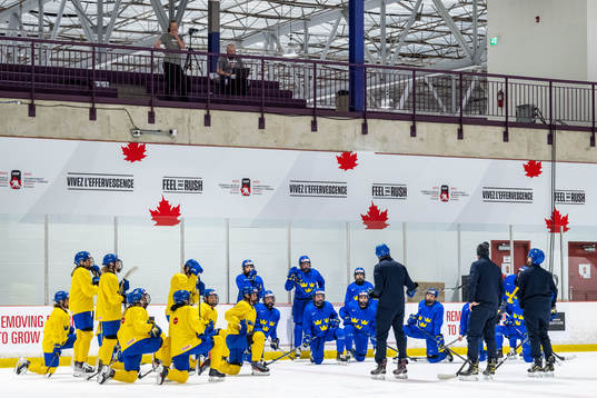 Players of Sweden at a practice session