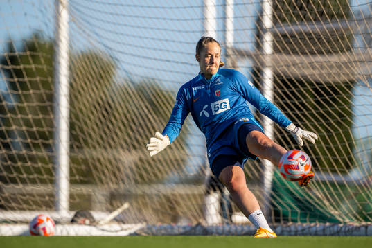 Goalkeeper Aurora Mikalsen of the Norwegian women's