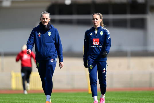 Swedens Stina Blackstenius and Kosovare Asllani