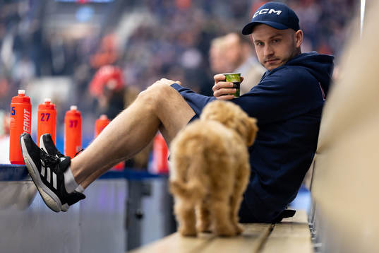 Materialare Johannes Engdahl med hund