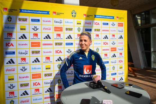 Olivia Schough is interviewed by the media
