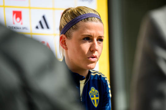 Olivia Schough is interviewed by the media