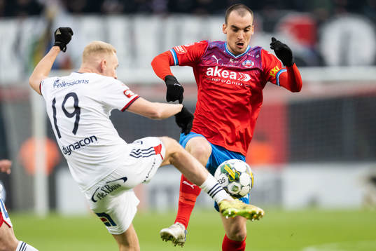 Helsingborgs Adam Hellborg och Östers Adam Bergmark Wiberg