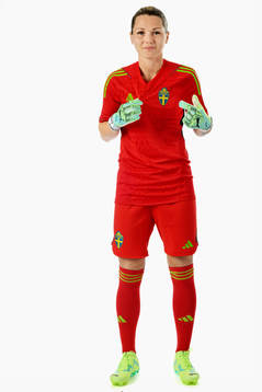 Goalkeeper Jennifer Falk of the Swedish women's national