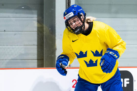 Josefine Holmgren of Sweden in pain at a practice session