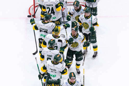 Björklövens spelare jublar