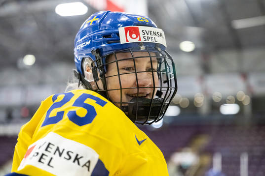 Lina Ljungblom of Sweden ahea of the 2023 IIHF Women's
