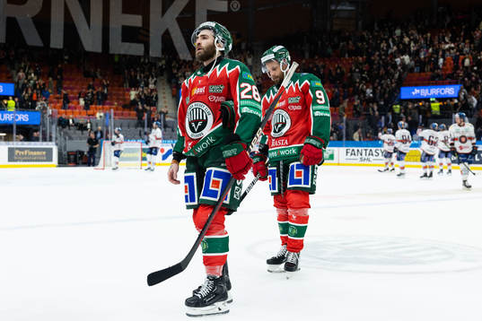 Frölundas Anthony Greco och Jan Mursak  deppar