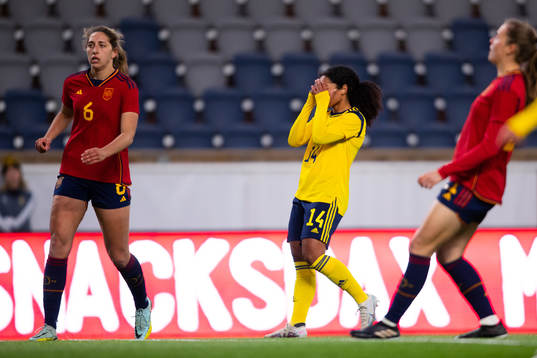 Evelina Duljan of Sweden looks dejected