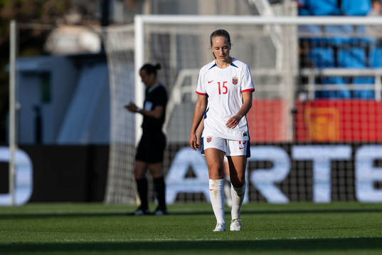 Amalie Eikeland of Norway looks dejected