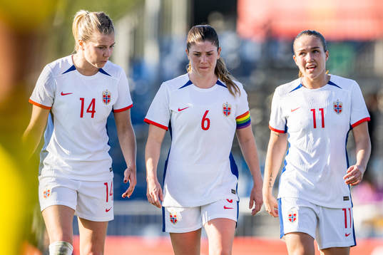 Ada Hegerberg, Maren Mjelde and Guro Reiten of Norway at
