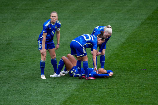 Madelen Janogy of Sweden in pain
