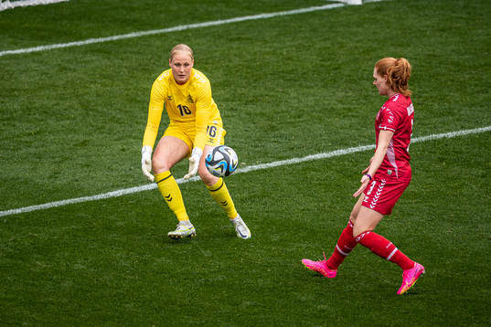 goalkeeper Kathrine Larsen of Denmark