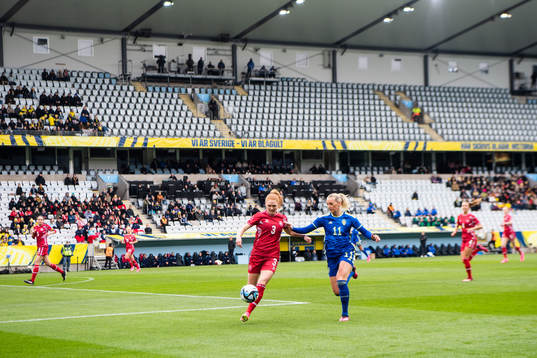 Stine Ballisager of Denmark and Stina Blackstenius of Sweden